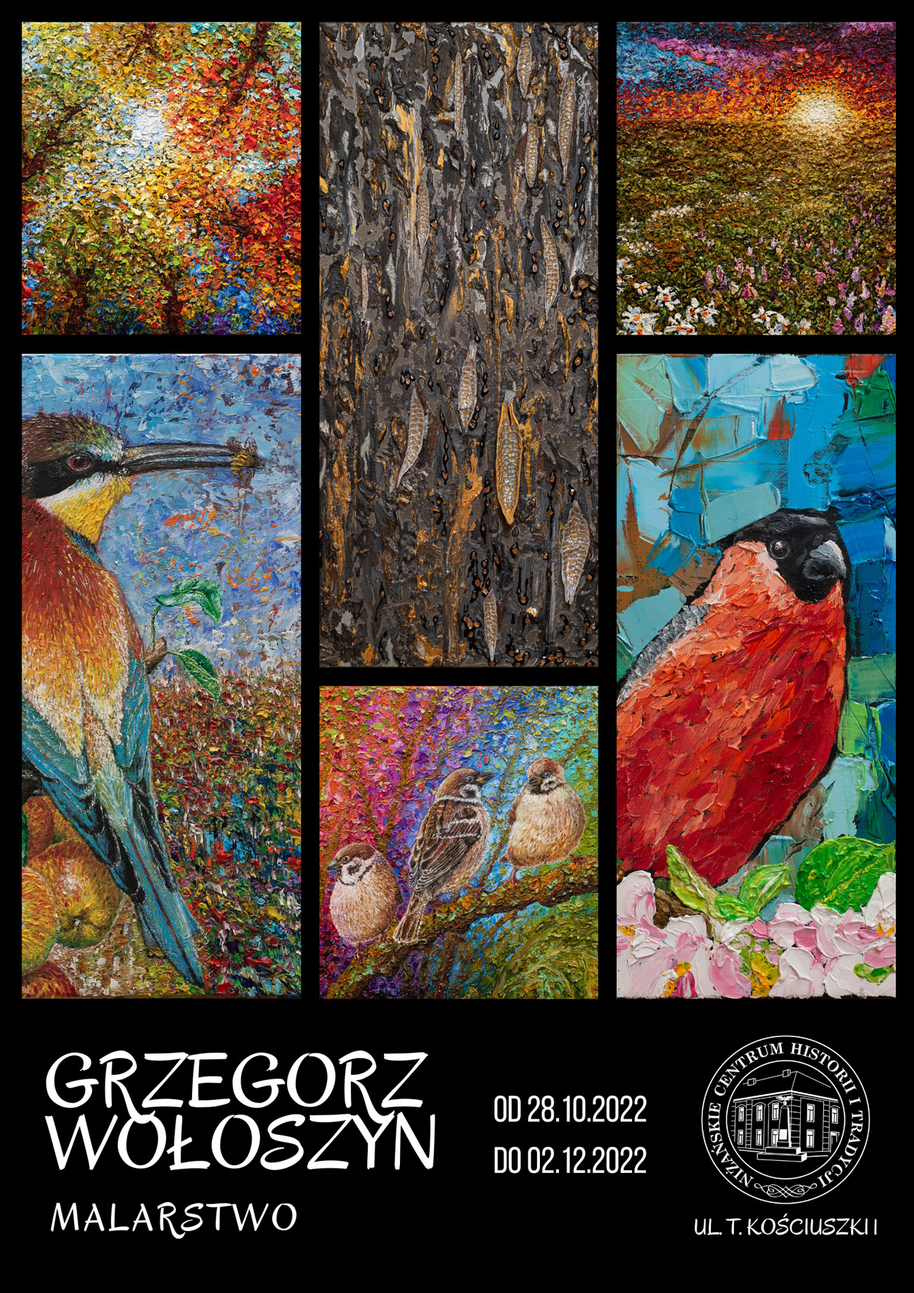 Plakat wystawy malarstwa Grzegorza Wołoszyna