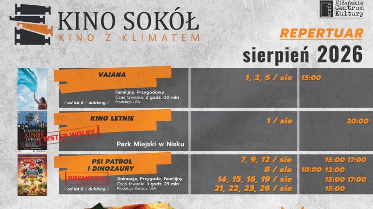 KINO SOKÓŁ Repertuar sierpień 2026